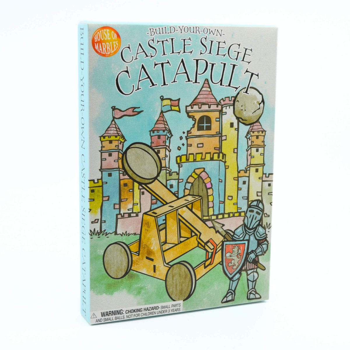 Build-Your-Own Castle Siege Catapult Kit, Wood House of Marbles