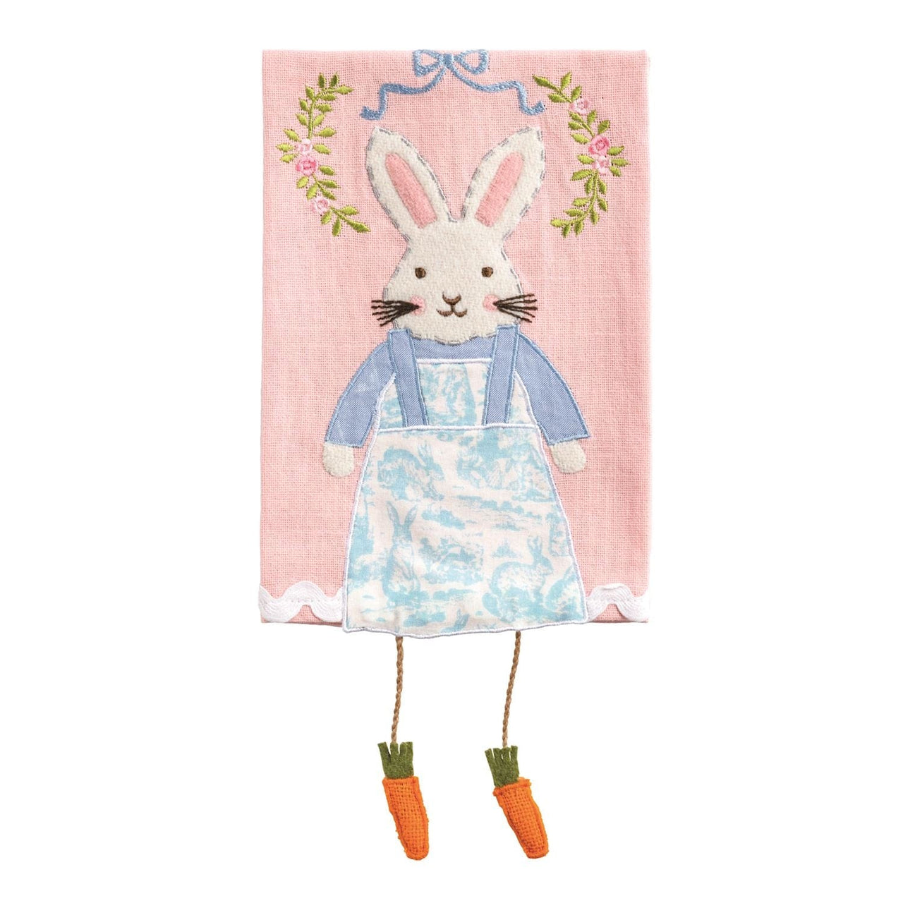 Bunny Dangle Leg Towel in Pink Mud Pie TEA TOWEL