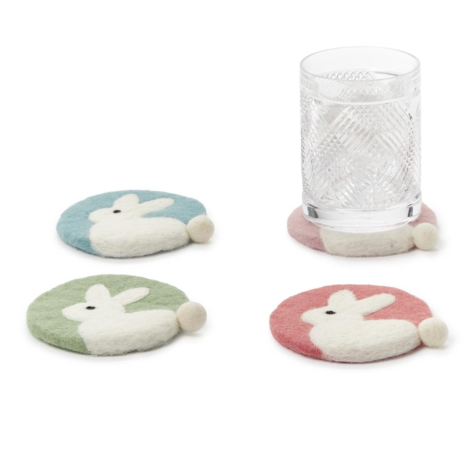 Bunny with Pom-Pom Coasters s/4 Two's Company Coasters