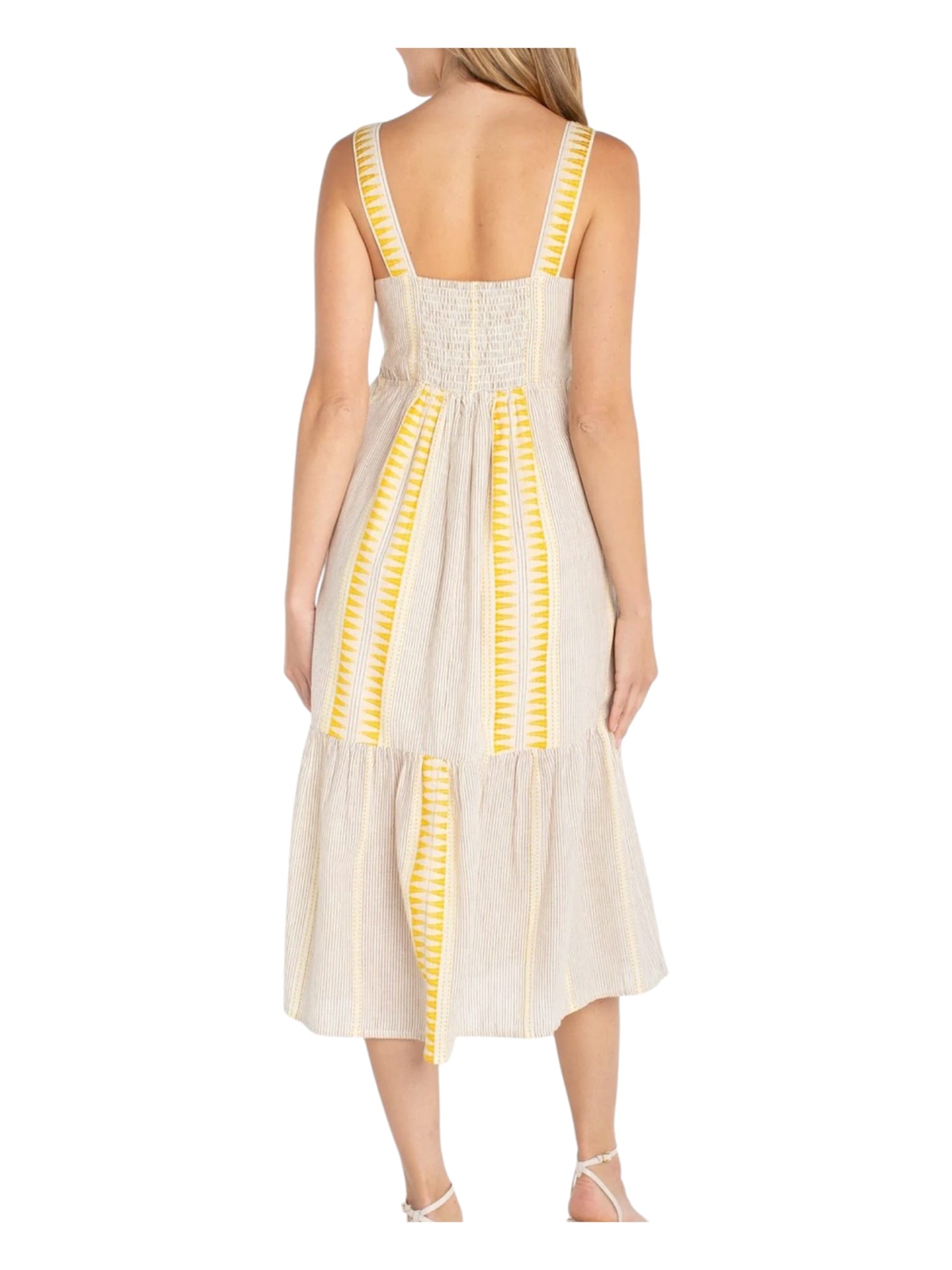 Liverpool Sleeveless Midi Dress Medium / Cream Brown Stripe