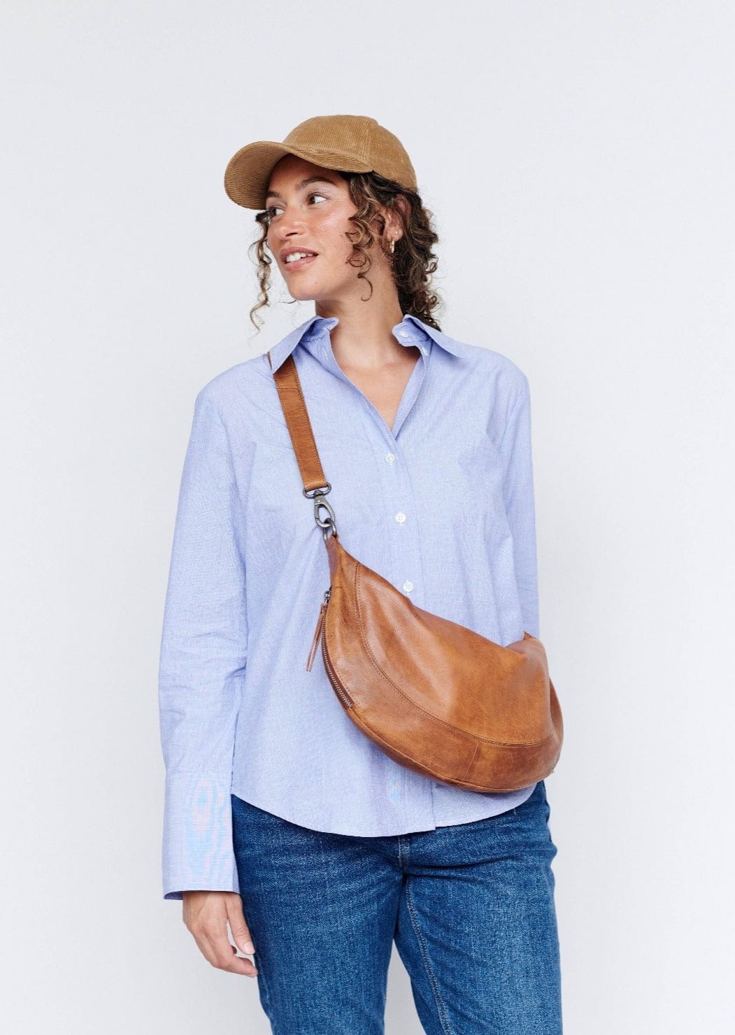 Callie Handcrafted Leather Sling/Crossbody Bags: Cognac Latico Leathers