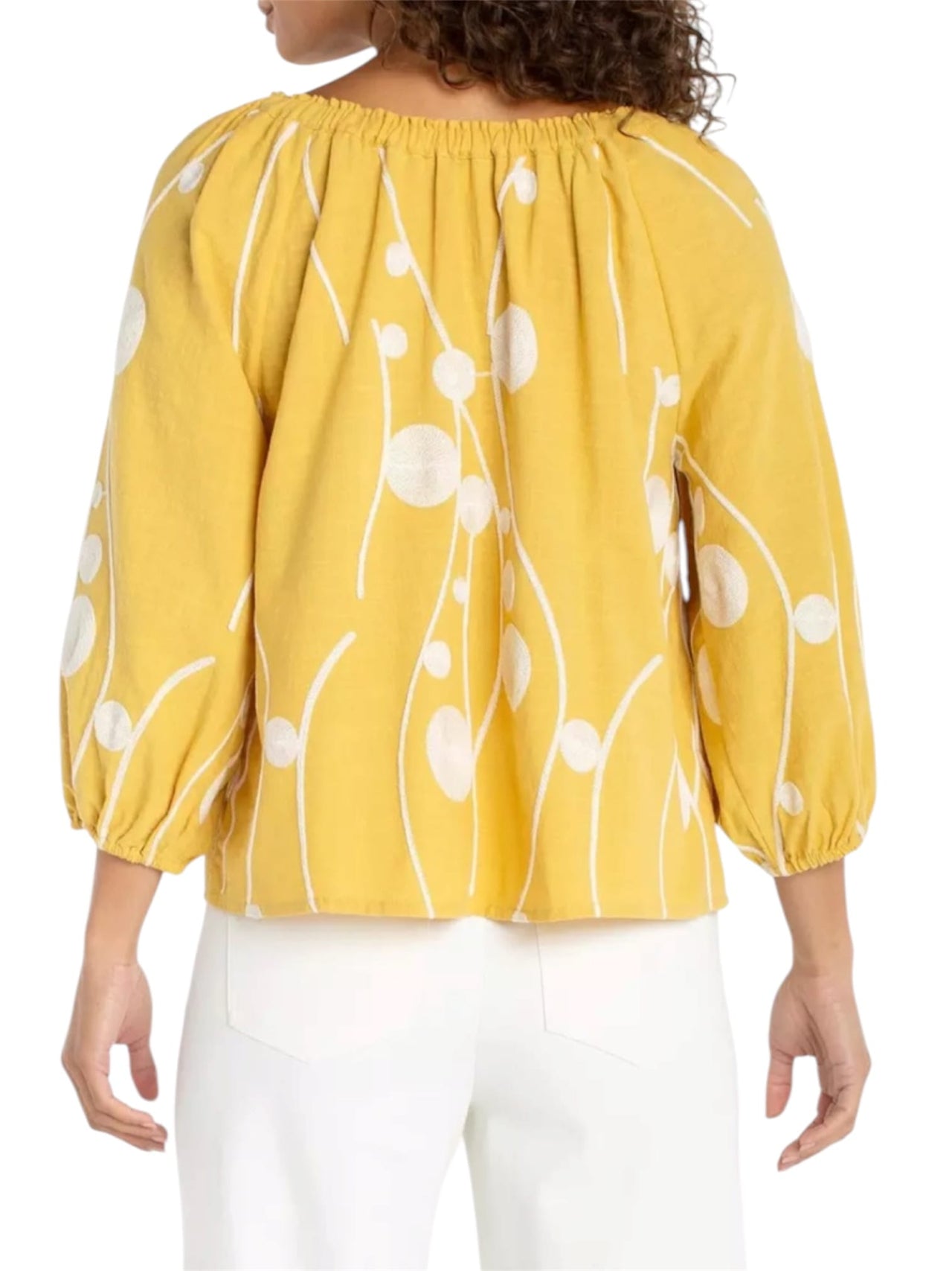 Cancun Embroidered 3/4 Sleeve Top Liverpool Casual Top