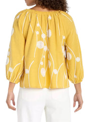 Cancun Embroidered 3/4 Sleeve Top Liverpool Casual Top