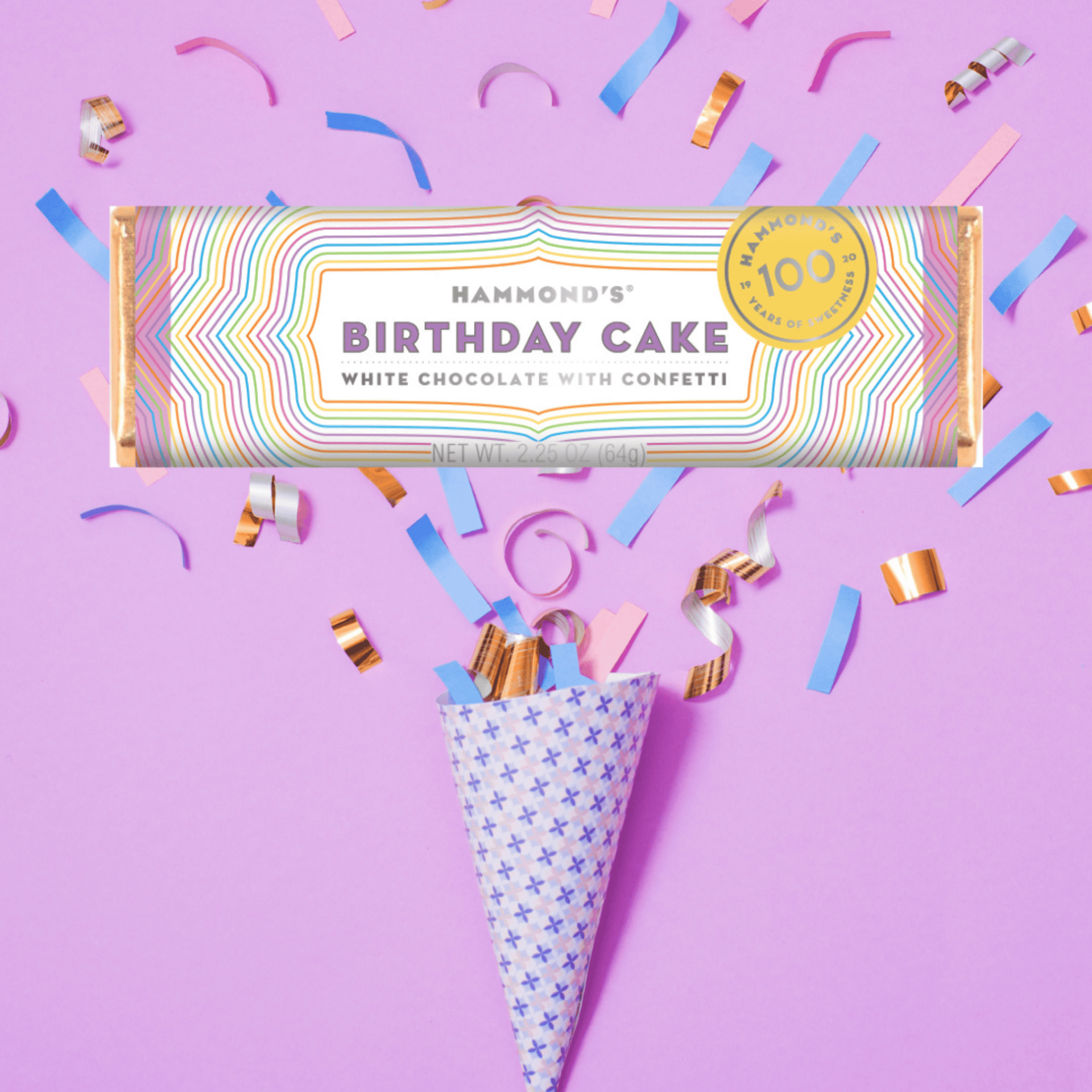 Candy Bar Birthday Cake in White Hammonds Candies candy