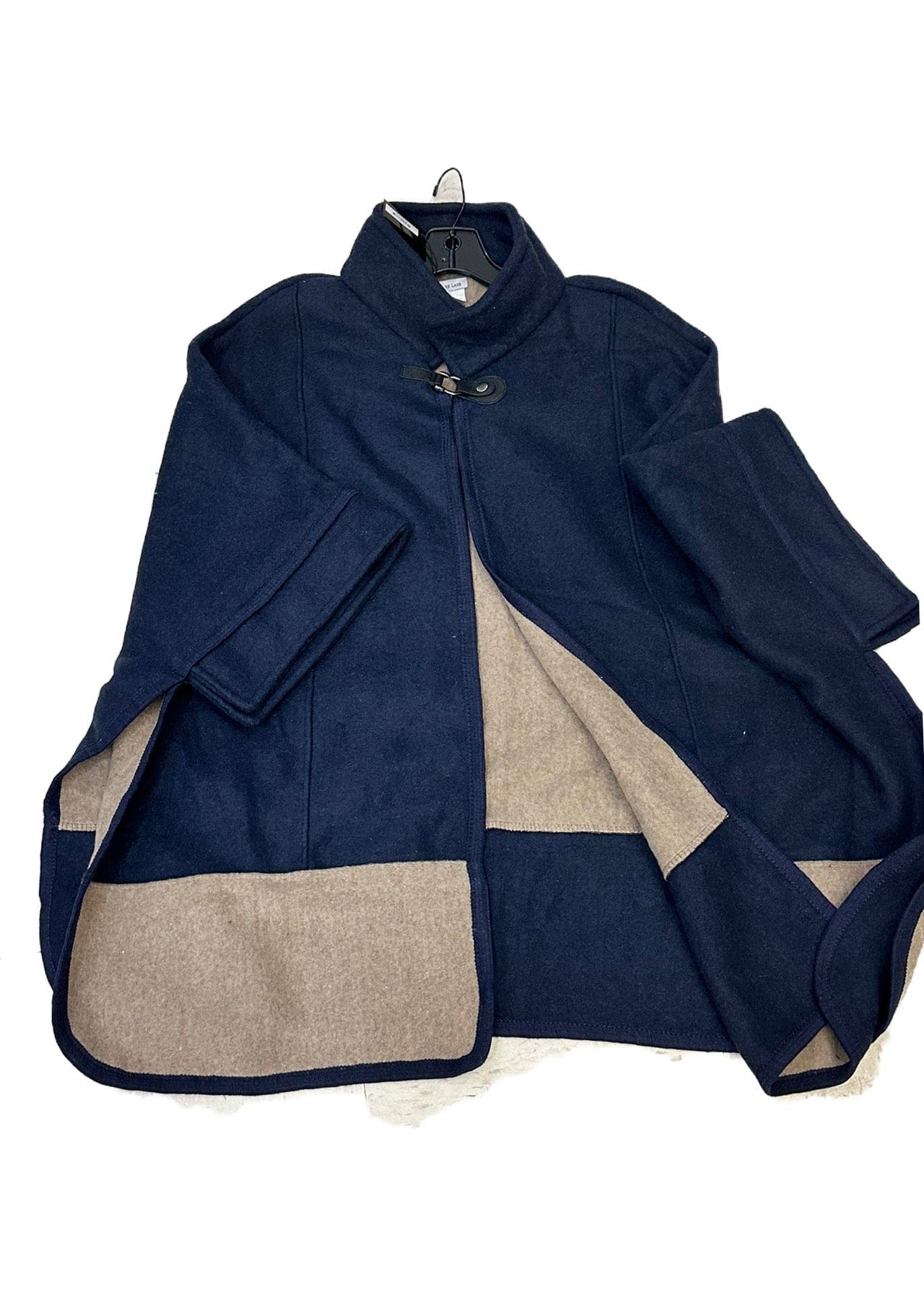 Cape with Snaps in Navy / Camel K & K Interiors Cape