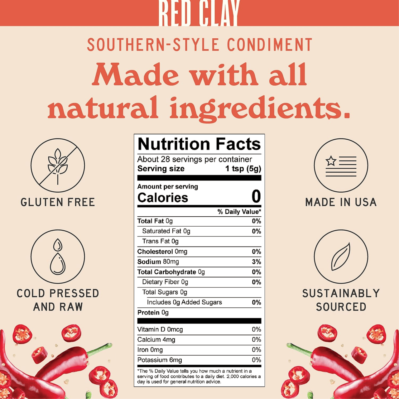 Carolina Southern Hot Sauce - Spicy Condiments, Made in USA Red Clay Hot Sauce