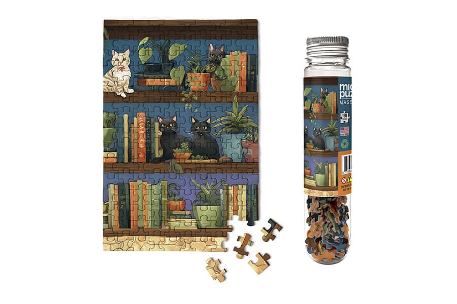 Cat Tales MicroPuzzle, 150-Piece Bookshelf Puzzle Micro Puzzles LLC