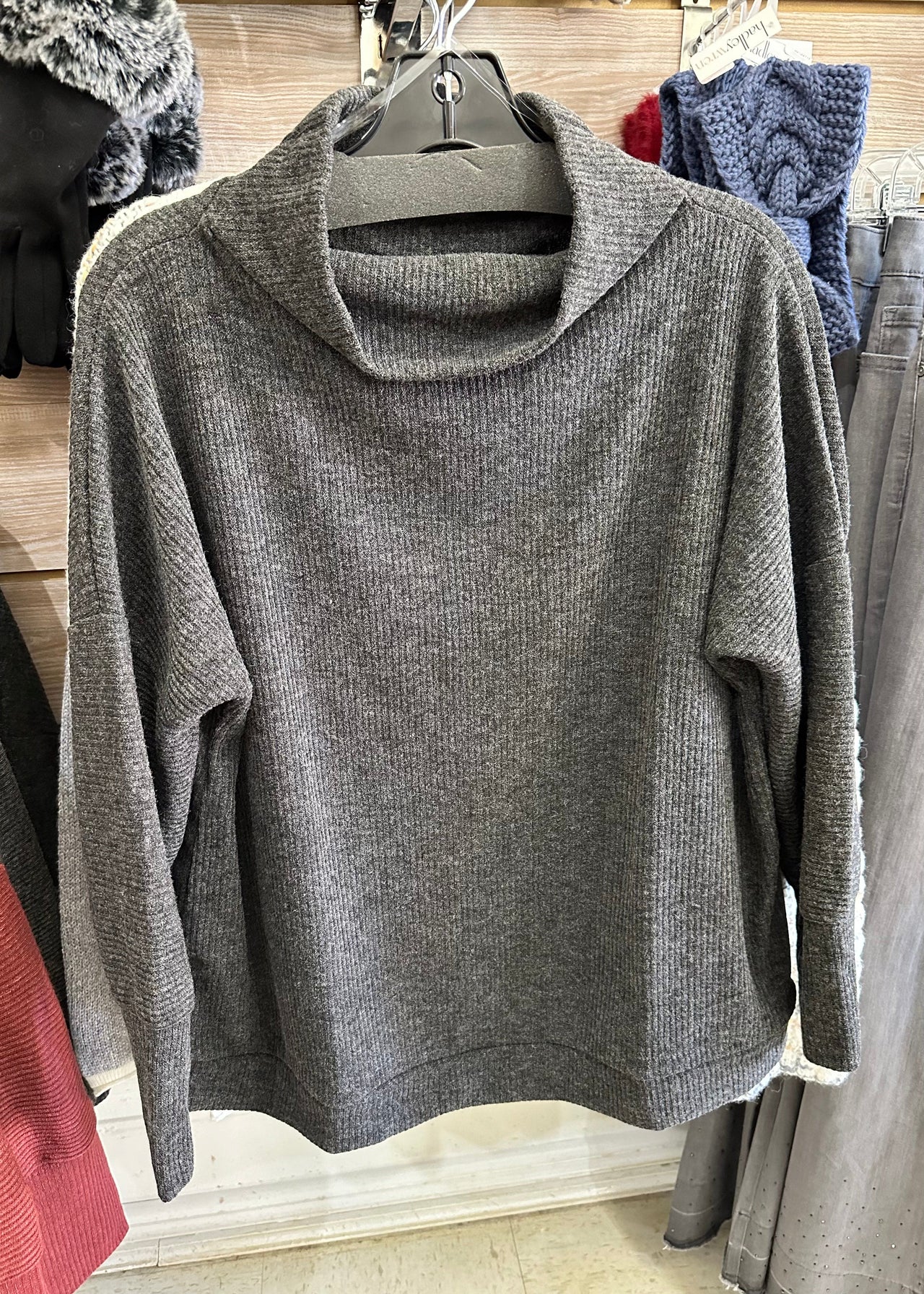 Charcoal Long Sleeve Basic Andree by Unit Casual Top