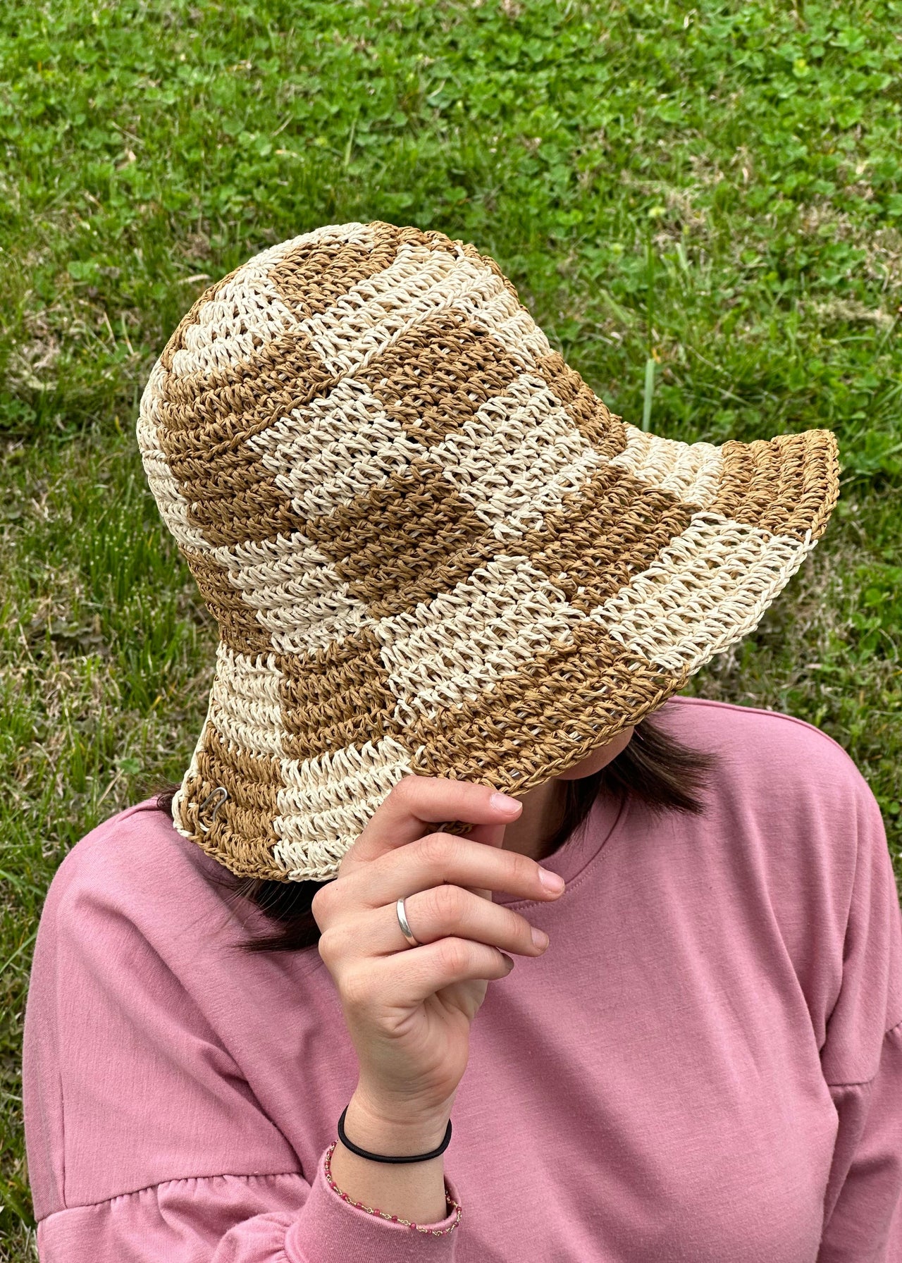 Checkered Bucket Hat | 2 Colors Two’s Company Natural