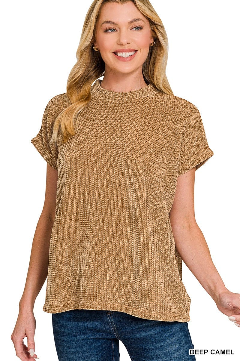 Chenille Waffle Cap Sleeve Sweater | 2 Colors Zenana SWEATER