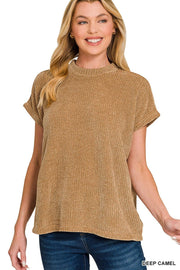 Chenille Waffle Cap Sleeve Sweater | 2 Colors Zenana SWEATER