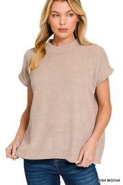 Chenille Waffle Cap Sleeve Sweater | 2 Colors Zenana SWEATER Small / Ash Mocha