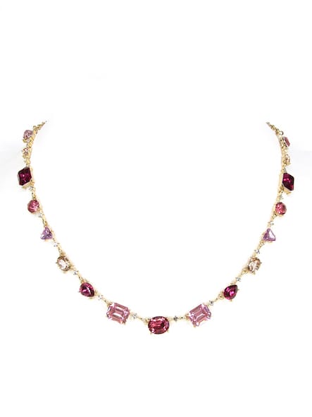 Chip Pink Multi Stone Gold Necklace by Meghan Browne Meghan Browne Accessories