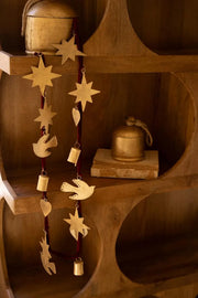 Christmas Garland - Gold on Maroon Ribbon Kalalou, Inc. Chistmas Decor