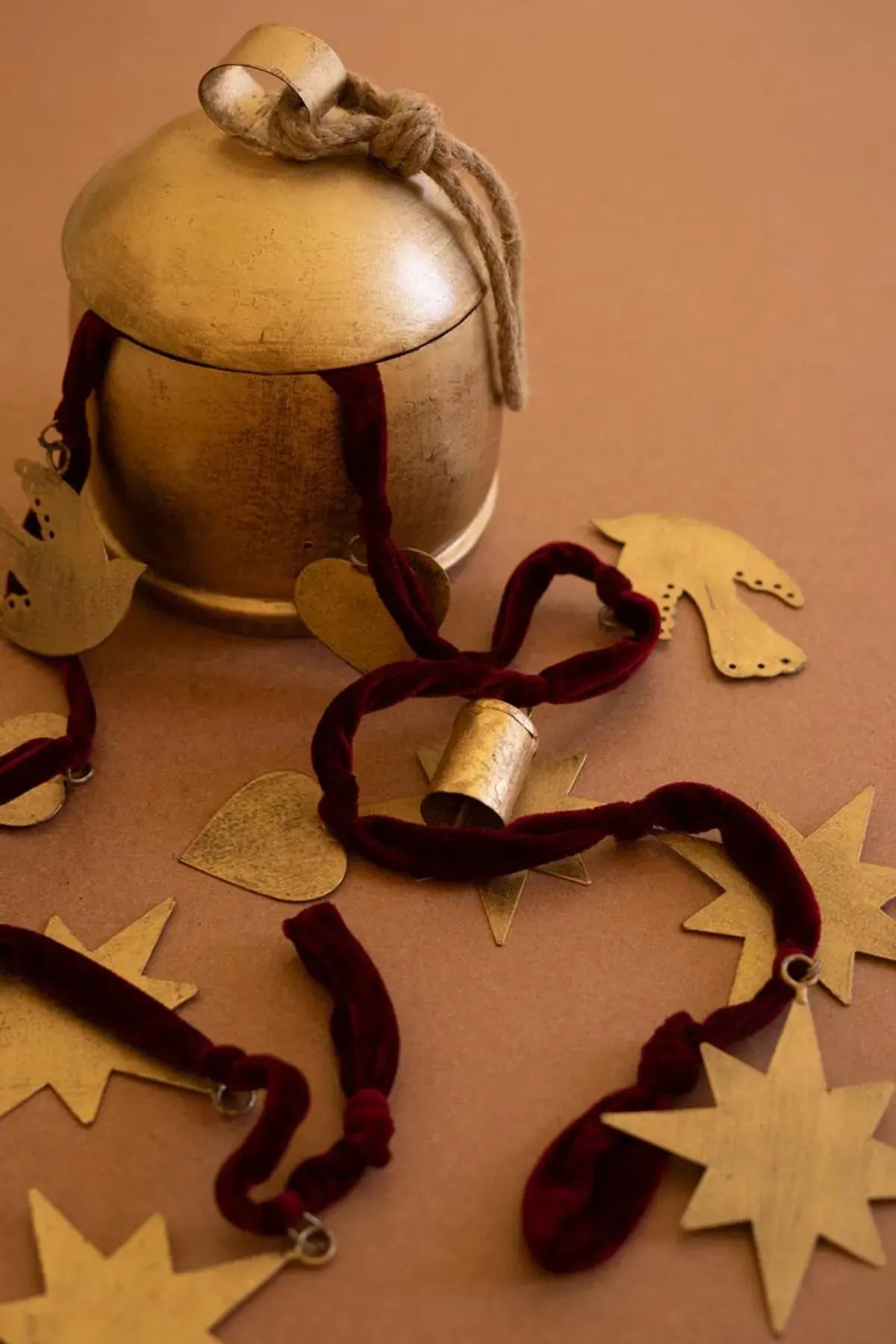 Christmas Garland - Gold on Maroon Ribbon Kalalou, Inc. Chistmas Decor