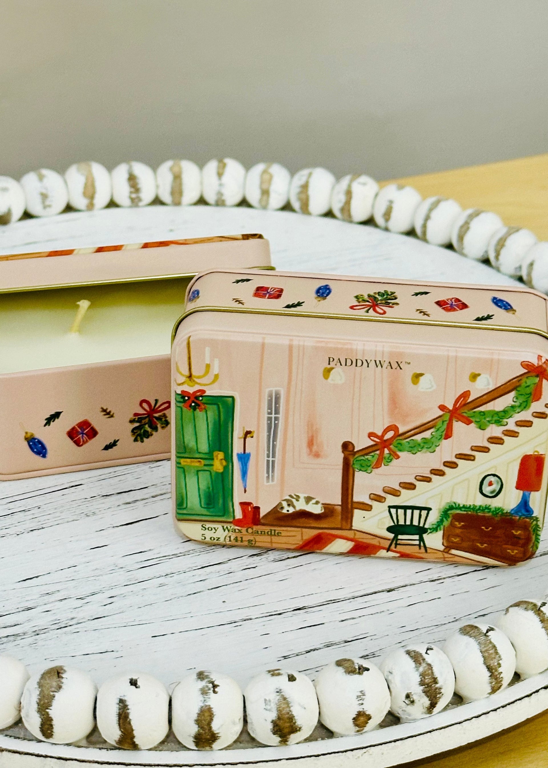 Christmas Tin Candle - Staircase in Wassail Paddywax Candle