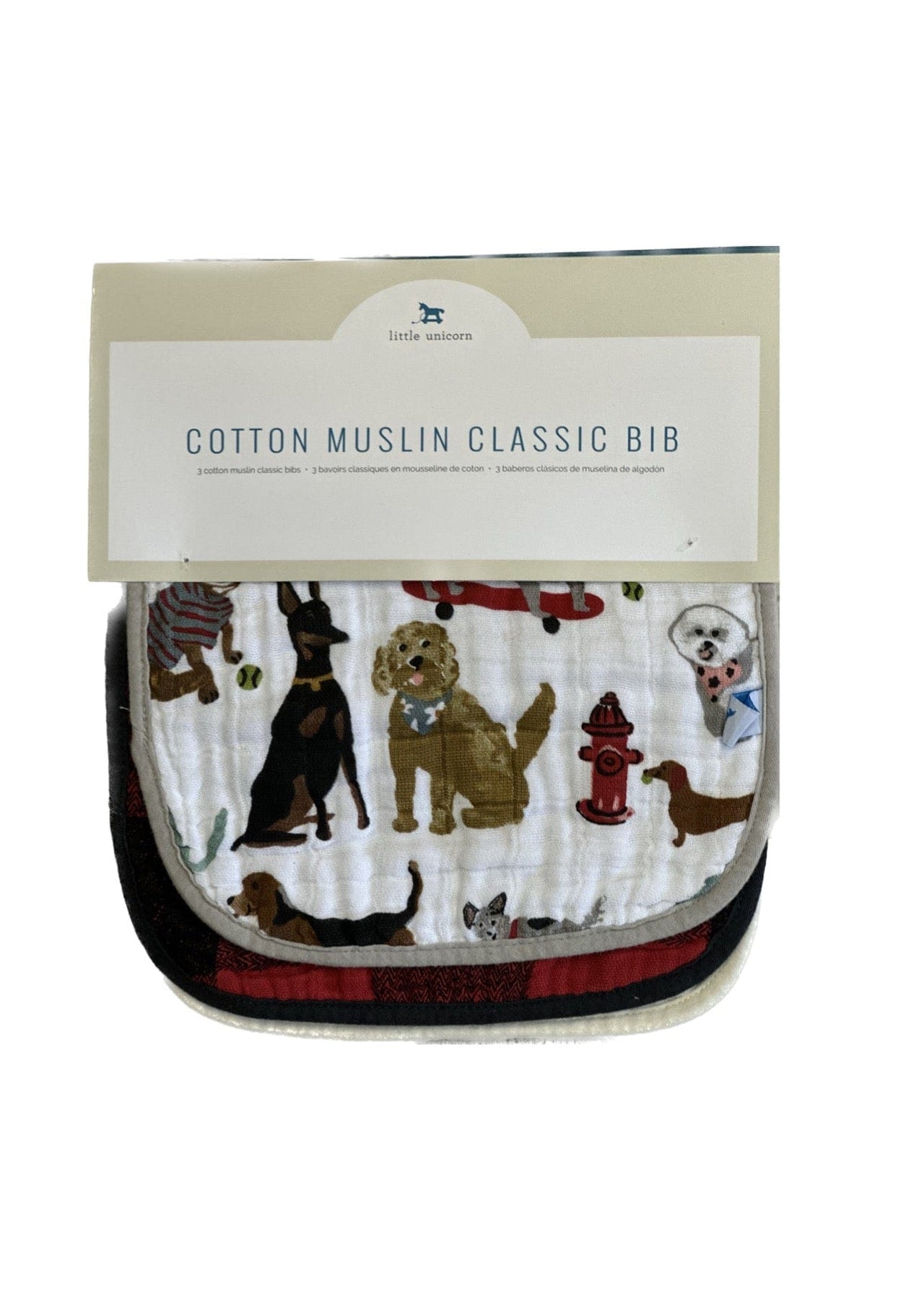 Classic Bib Cotton Muslin by Little Unicorn Little Unicorn Bibs Woof