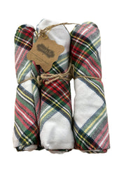 Classic Christmas Towels Mud Pie HOLIDAY White Tartan
