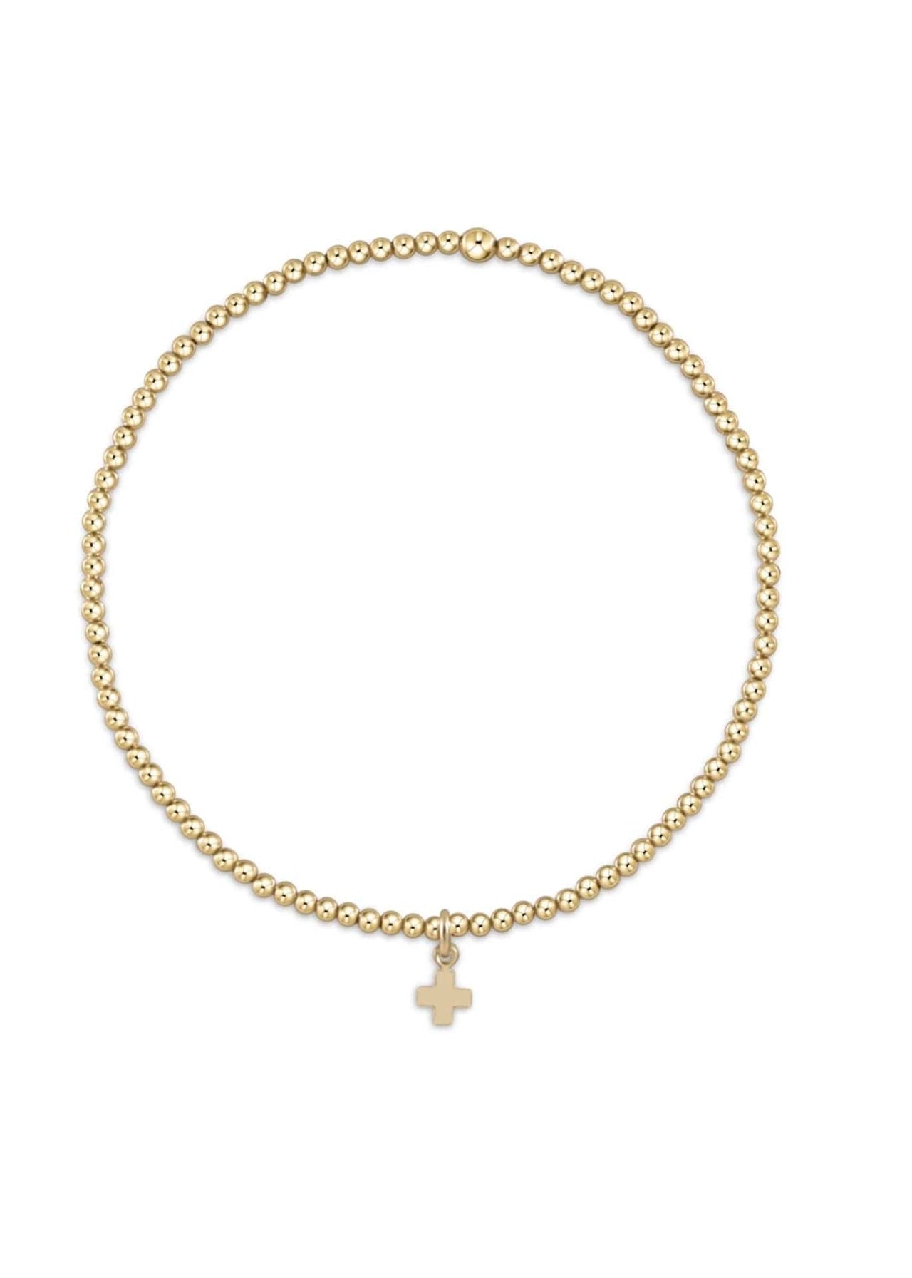 Classic Gold 2mm Bead Bracelet Signature Cross | e.newton Designs e.newton Designs Bracelets