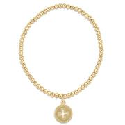 Classic Gold 3mm Beaded Bracelet, Signature Cross Gold Disc enewton design, LLC