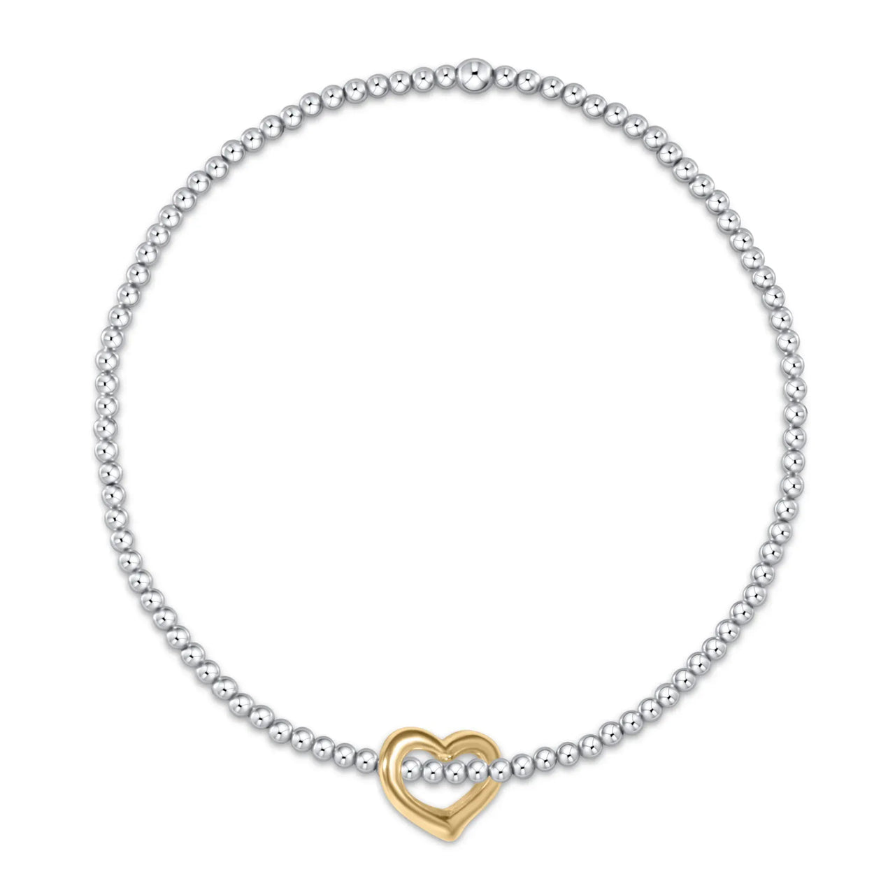 Classic Sterling Mixed Metal 2.5 mm Bead Bracelet Love Gold Charm | eNewton e.newton Designs Bracelets