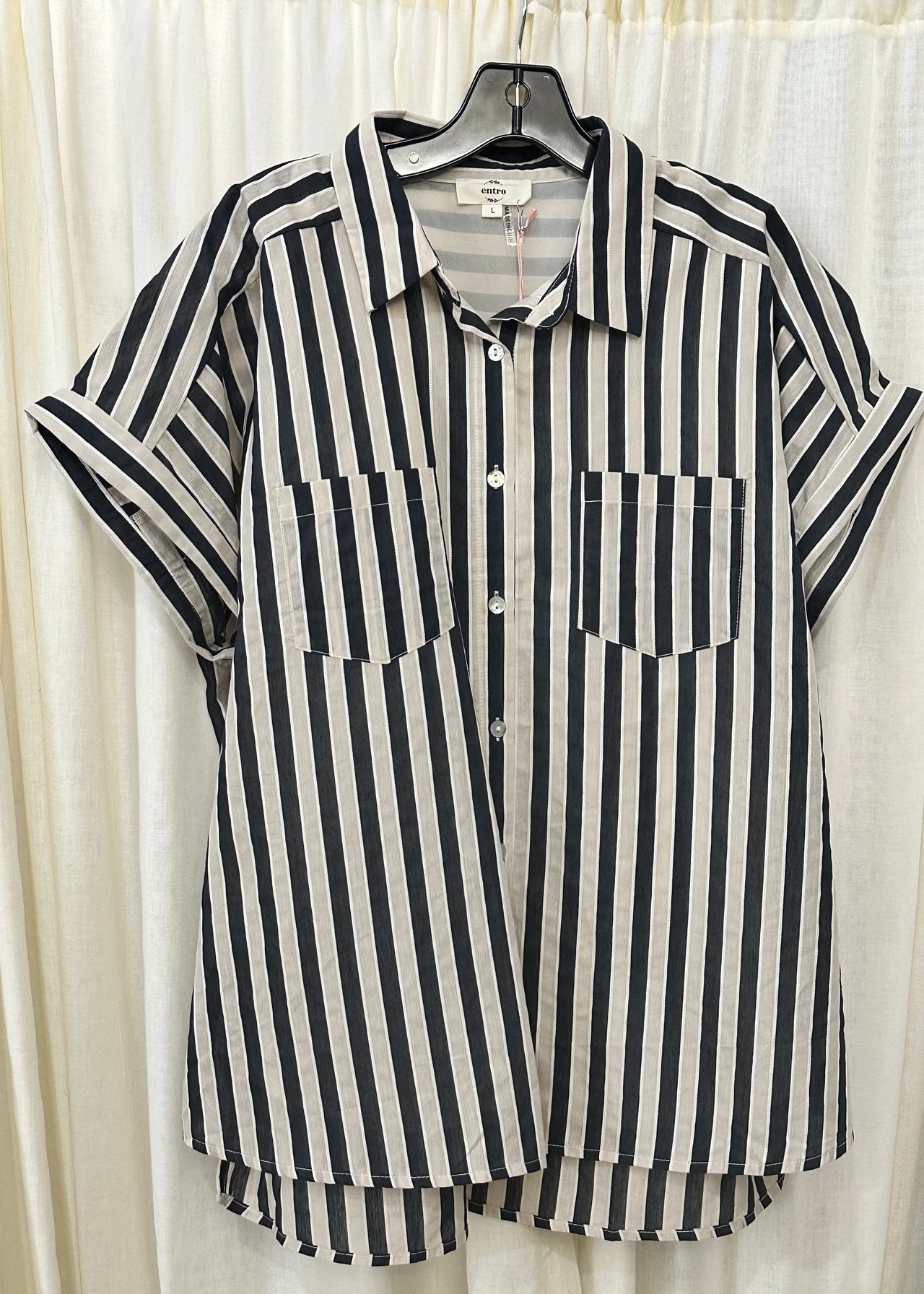 Classic Stripe Button Down Top | 2 Colors Entro Shirts & Tops