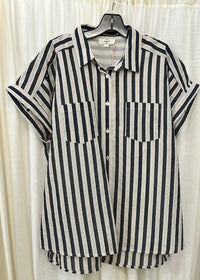 Thumbnail for Classic Stripe Button Down Top | 2 Colors Entro Shirts & Tops