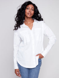 Thumbnail for Classic White Button Down by Charlie B Charlie B Cardigan