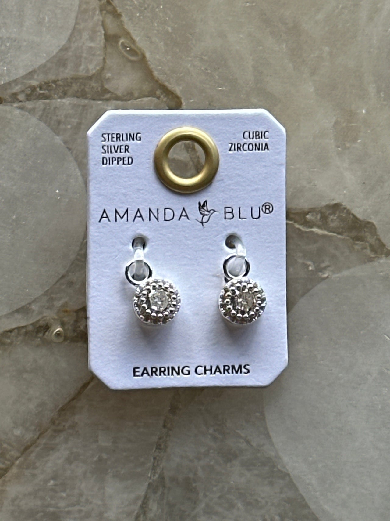 Clear CZ Halo Earring Charm Silver Amanda Blu Earrings