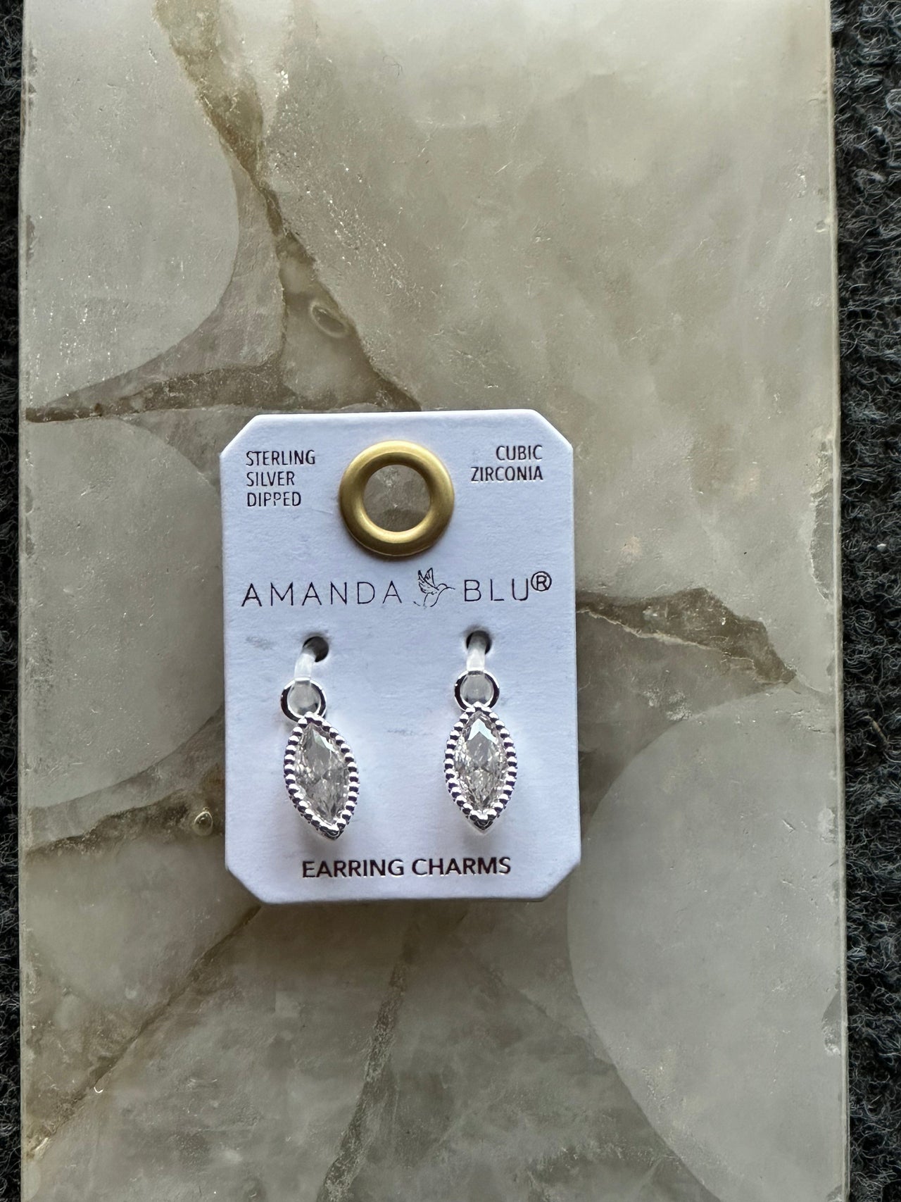 Clear CZ Marquise Earring Charm Silver Amanda Blu Earrings