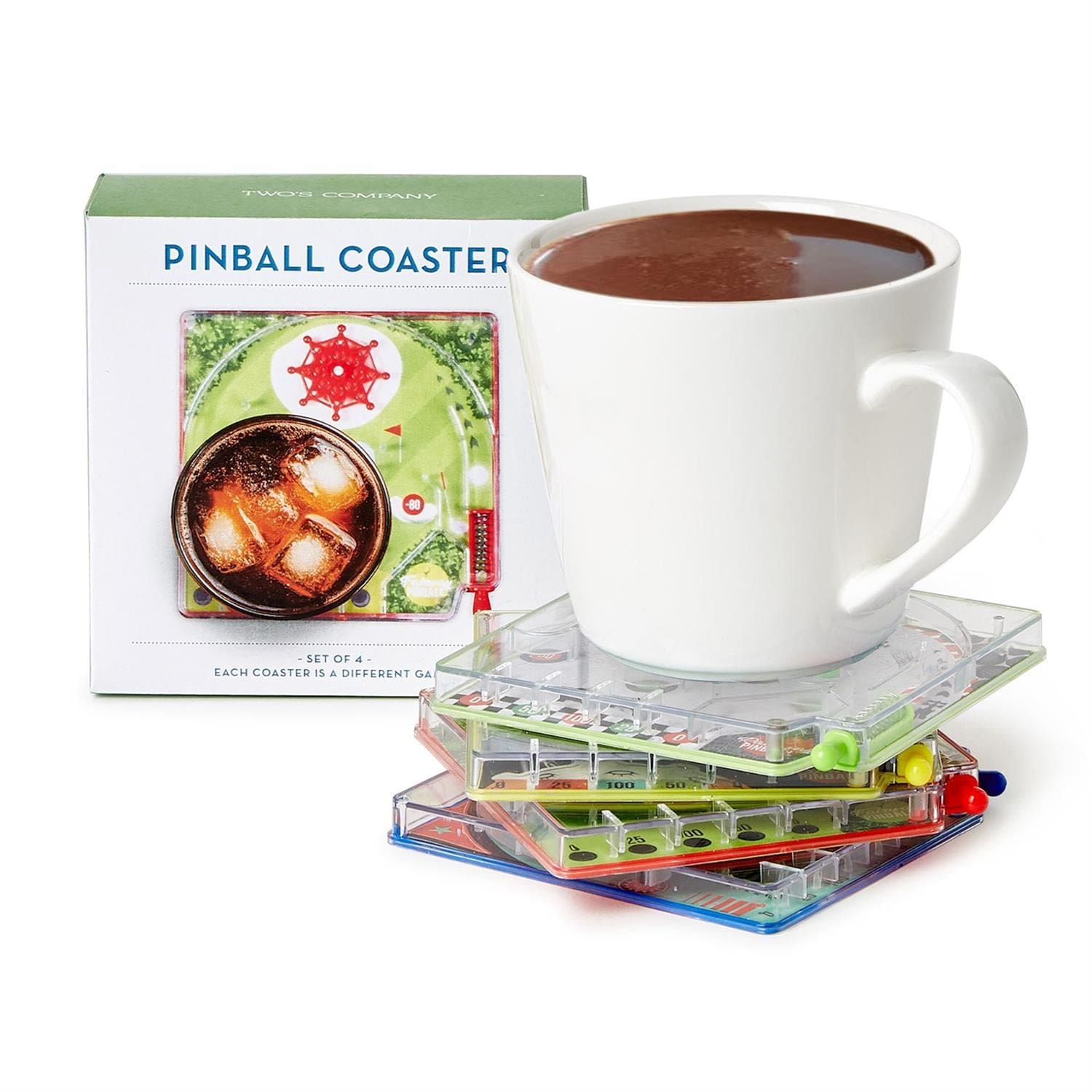 Coasters - Set 4 Pinball in Gift Box Two's Company Home