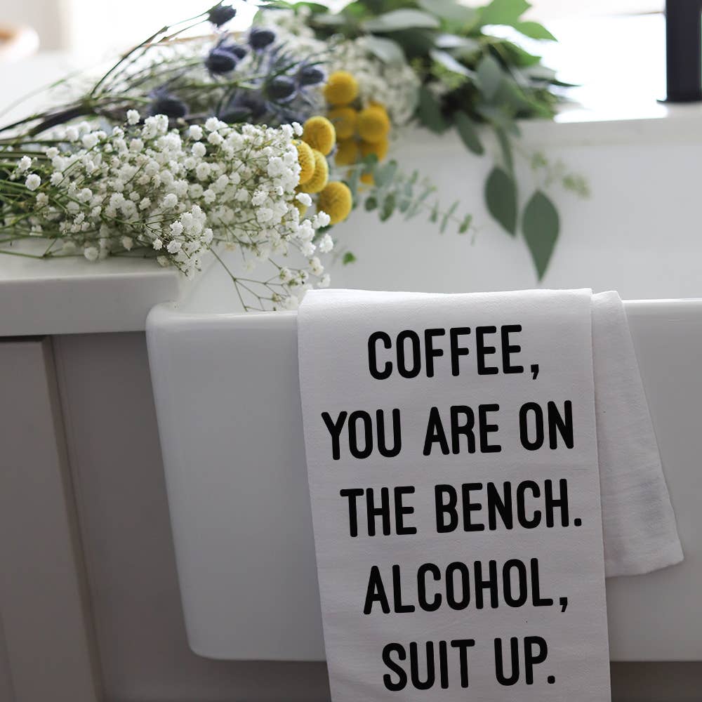 COFFEE ON THE BENCH - TEA TOWEL Wildwood Landing