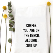COFFEE ON THE BENCH - TEA TOWEL Wildwood Landing