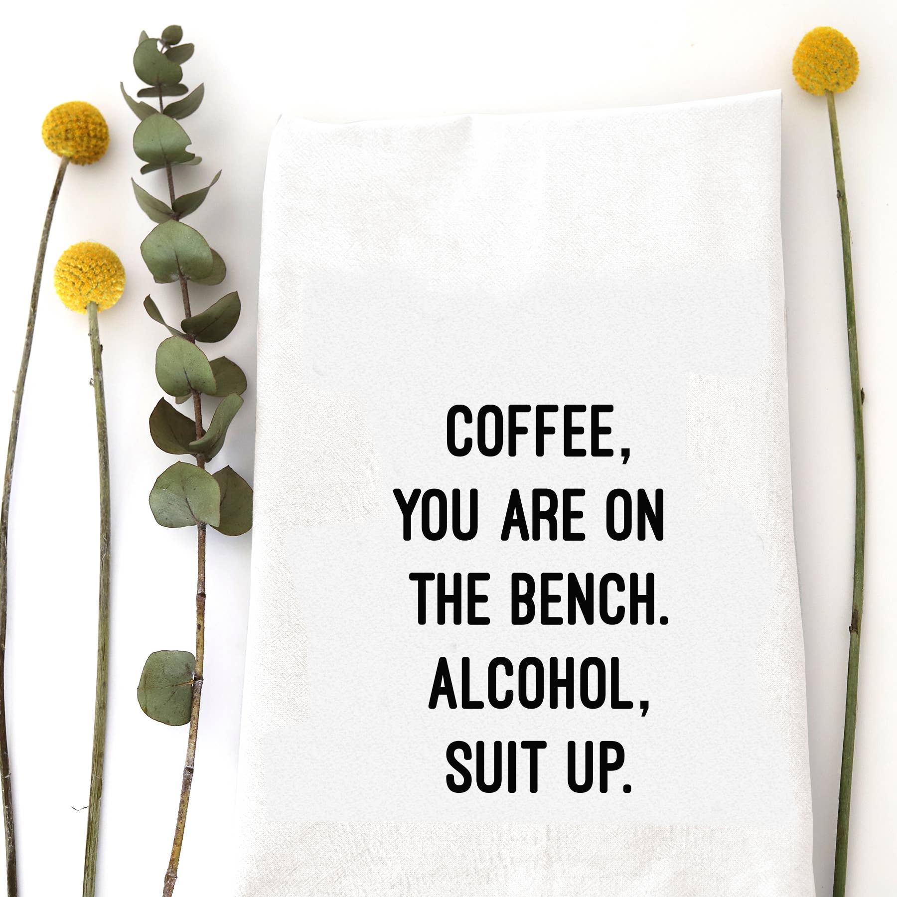 COFFEE ON THE BENCH - TEA TOWEL Wildwood Landing