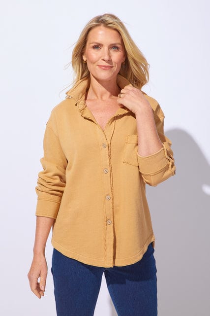 Color Wash Terry Anywhere Shacket in Honey Habitat Outerwear