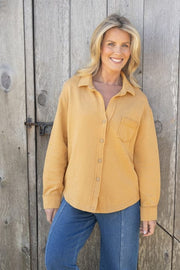 Color Wash Terry Anywhere Shacket in Honey Habitat Outerwear