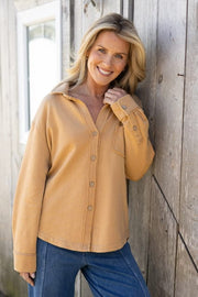 Color Wash Terry Anywhere Shacket in Honey Habitat Outerwear