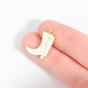 Colorful Epoxy Cowboy Boot Charm - 18K Gold PVD Stainless: Gold / White WJW
