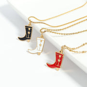 Colorful Epoxy Cowboy Boot Charm - 18K Gold PVD Stainless: Gold / White WJW