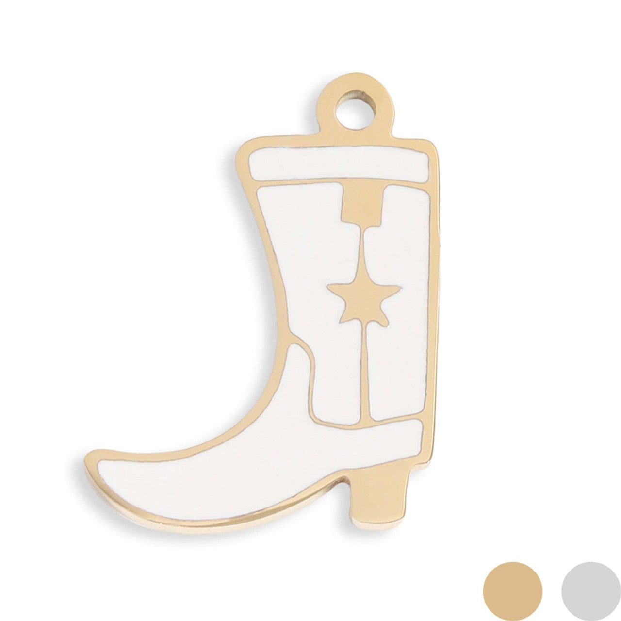 Colorful Epoxy Cowboy Boot Charm - 18K Gold PVD Stainless: Gold / White WJW