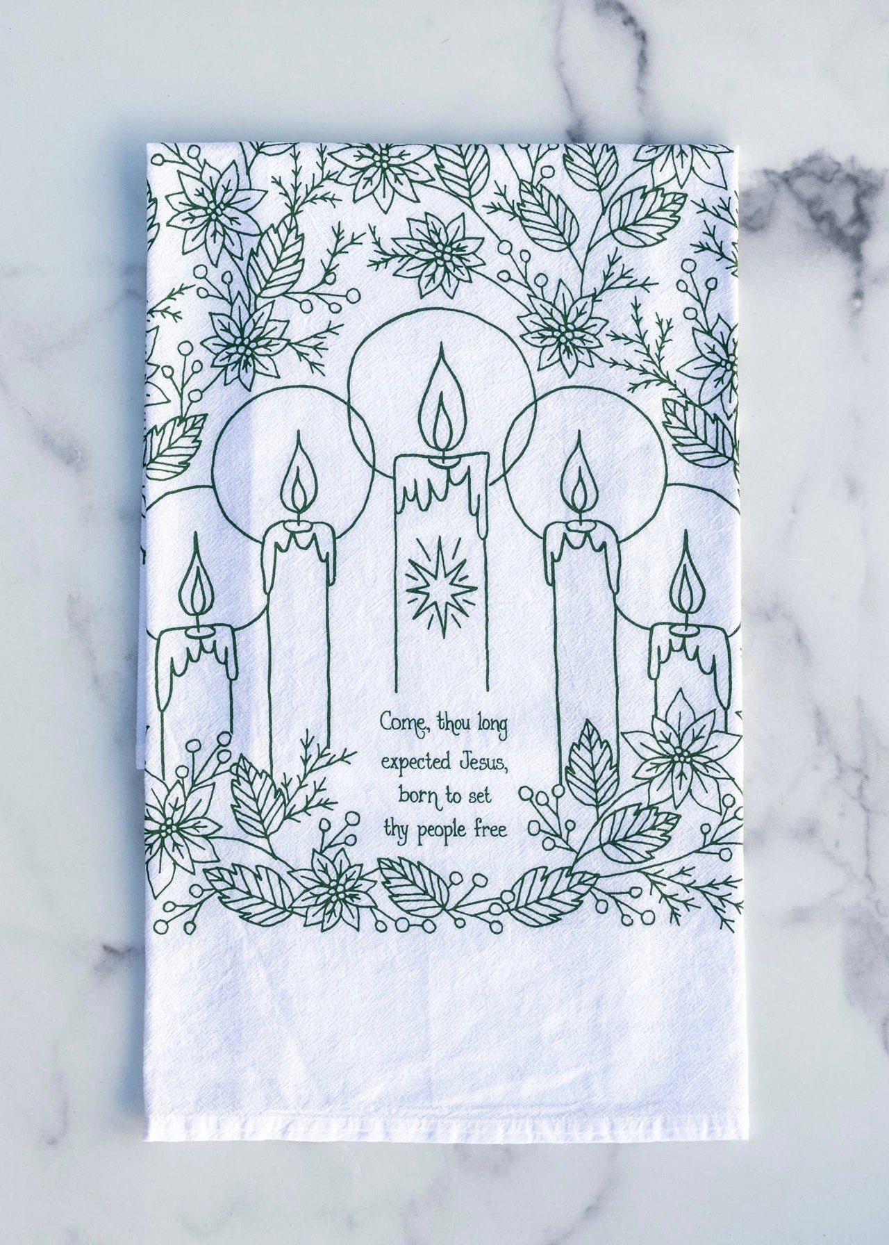 Come Thou Long Expected Jesus Christmas Hymn Tea Towel Little Things Studio