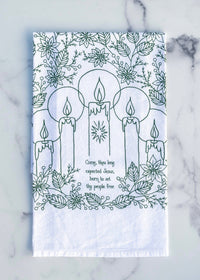 Thumbnail for Come Thou Long Expected Jesus Christmas Hymn Tea Towel Little Things Studio