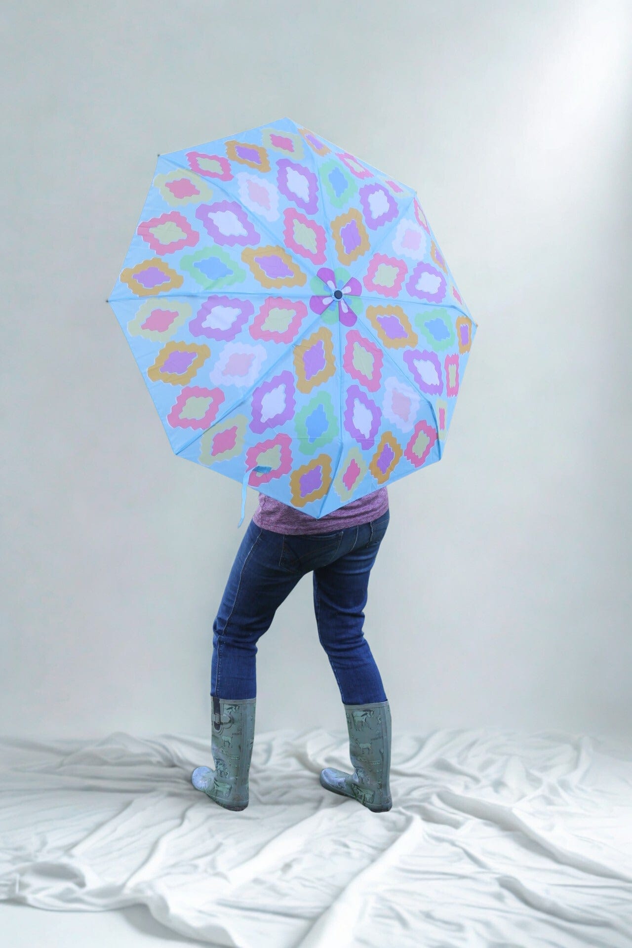 Compact Umbrella Argyle Bloom Evergreen Garden Flag