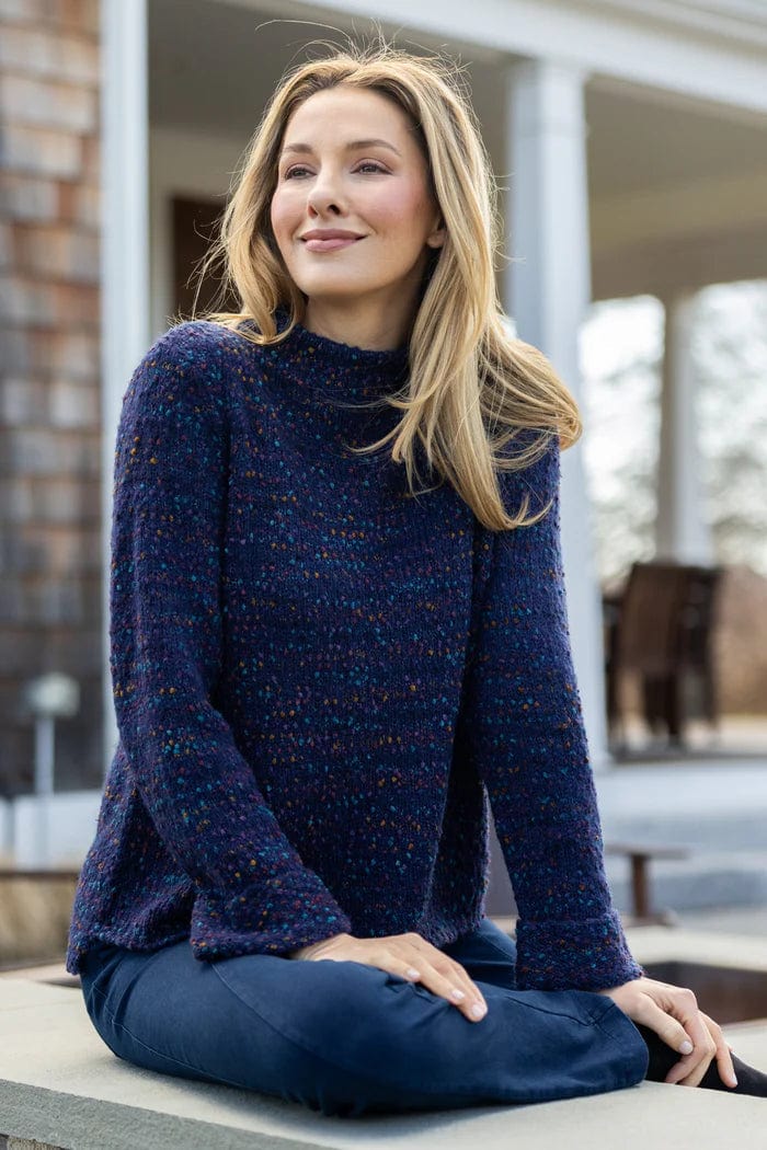 Confetti Funnel Neck Pullover | Navy Habitat SWEATER