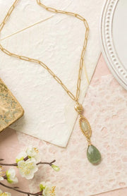 Contentment Aquamarine, Prehnite, Pearl Statement Necklace 26.5-28.5" Anne Vaughan Designs Jewelry Necklace