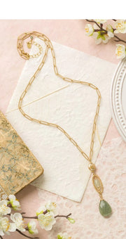 Contentment Aquamarine, Prehnite, Pearl Statement Necklace 26.5-28.5" Anne Vaughan Designs Jewelry Necklace