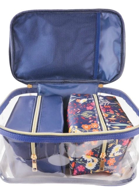 Cosmetic Box for Travel in Navy Floral Simply Southern Travel Pouches