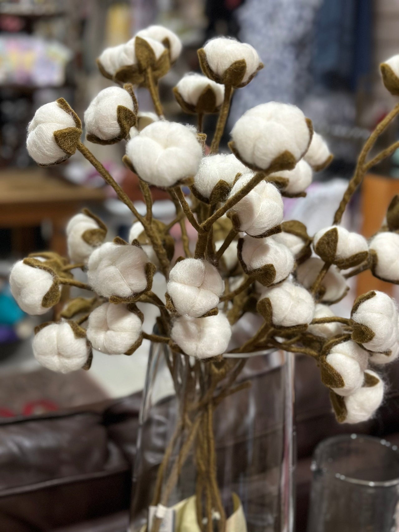 Cotton Boll Felt Branch Talla Imports Home & Garden