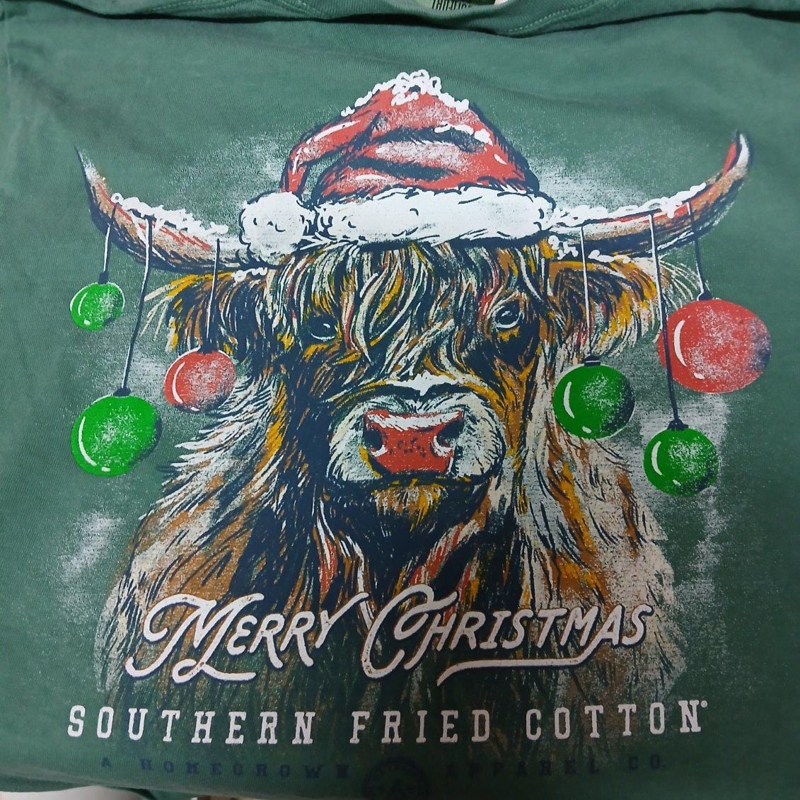 Cow Bells Lt Green LS Tee SoFriCo Southern Fried Cotton Ls tee