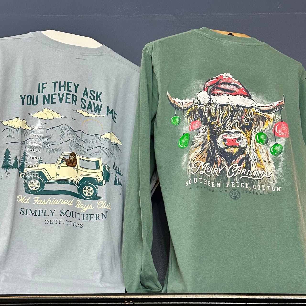 Cow Bells Lt Green LS Tee SoFriCo Southern Fried Cotton Ls tee